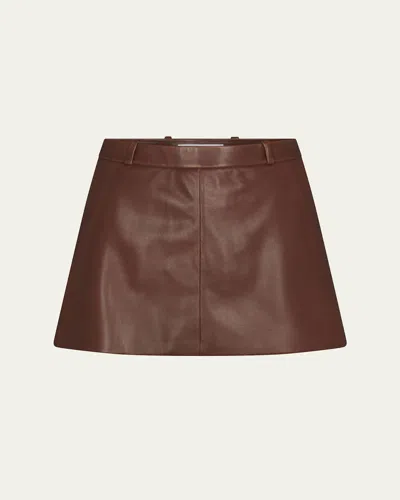Frame The Leather Mini Skirt In Brown
