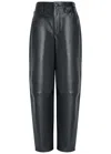 Frame Womens Navy The Neat Tapered-leg Leather Trousers In Blue