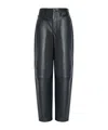 Frame The Leather Neat Barrel-leg Leather Trousers In Black