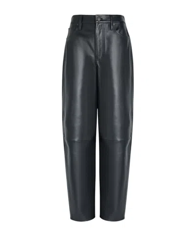 Frame The Leather Neat Barrel-leg Leather Trousers In Black
