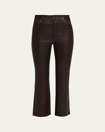 Frame The Leather Reboot Crop Jeans In Brown
