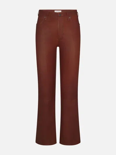 Frame The Leather Reboot Crop Pants In Brown