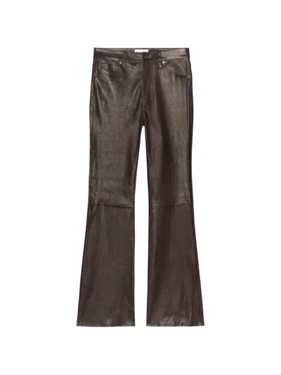 Frame The Leather Reboot Flared Trousers In Brown