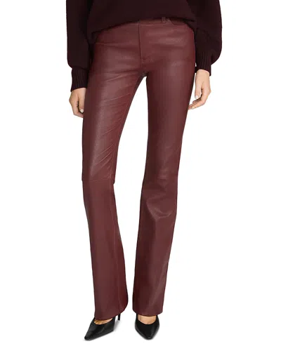 Frame The Leather Reboot High Rise Bootcut Jeans In Currant In Burgundy