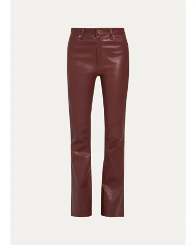 Frame The Leather Reboot Pants Currant In Burgundy