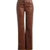 Frame Le Slim Palazzo Paneled Leather Flared Pants In Brown
