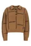 Frame Wool Blend Oversize Sweater Ribbed Cuffs Hem In Brown