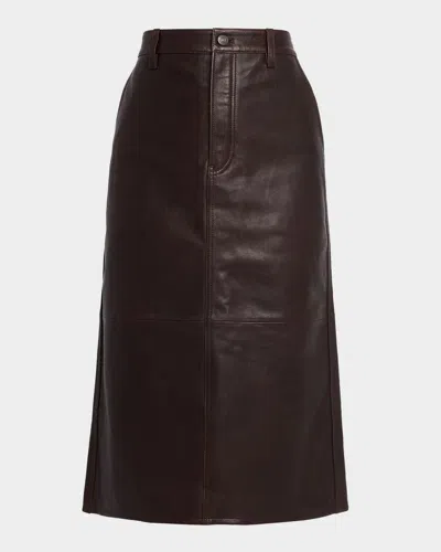 Frame The Leather Trouser Skirt In Brown