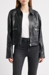 Frame The Leather Zip Front Jacket In Animal Print