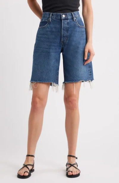Frame The Leisure Raw Hem Denim Shorts In Nostalgia