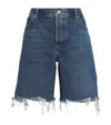 Frame The Hang Frayed Mid-rise Denim Shorts In Blue