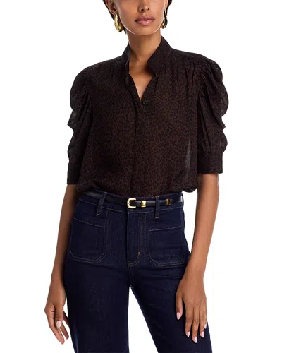 Frame The Leopard Gillian Silk Top In Brown