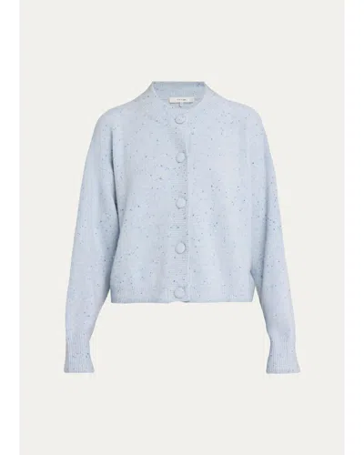Frame The Lightweight Cashmere Crewneck Cardigan In Light Blue