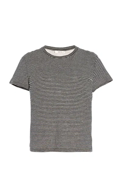 Frame The Linen Baby Tee In Black,white