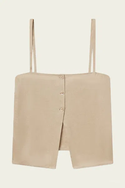 Frame The Linen Button Cami In Flax In Neutral