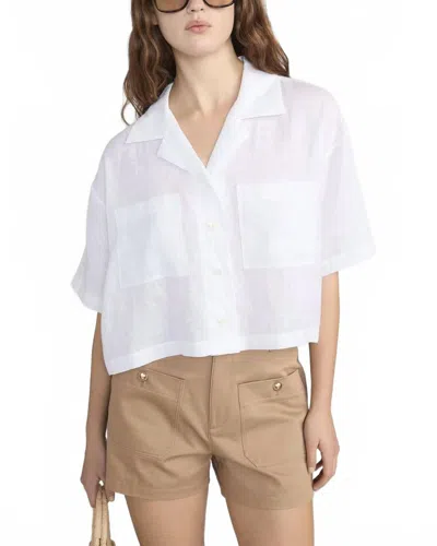 Frame The Linen Pocket Shirt In White