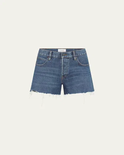 Frame The Long Hand Denim Shorts In Blue