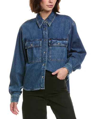 Frame The Long Sleeve Hi Low Shirt In Red
