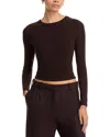 Frame The Long Sleeve Rib Tee In Brown