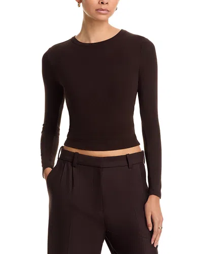 Frame The Long Sleeve Rib Tee In Brown