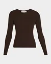 Frame The Long-sleeve Ribbed Crewneck Top In Brown