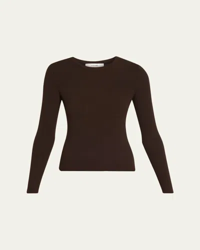 FRAME THE LONG-SLEEVE RIBBED CREWNECK TOP