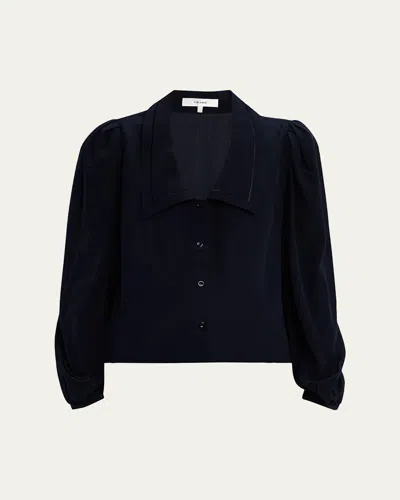 Frame The Long-sleeve Sailor Blouse In Blue