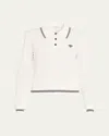 Frame The Long-sleeve Tennis Polo In White