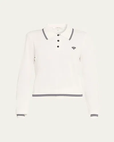 Frame The Long-sleeve Tennis Polo In White