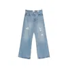 Frame The Loose Distressed Mid-rise Straight-leg Jeans In Blue
