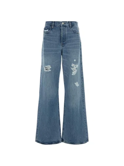 Frame The Loose Distressed-effect Jeans In Blue