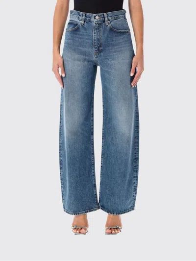 Frame The Loose High-waisted Baggy Jeans In Cotton And Lyocell Denim In Blue