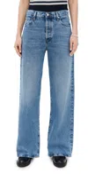 Frame Le Slim Palazzo Raw After Wide Leg Jean In Canals In Blue