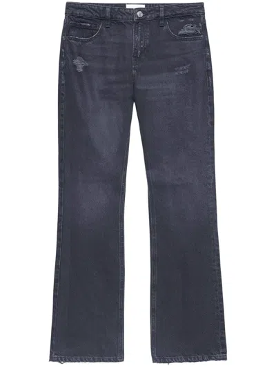 Frame The Low Boot Distressed Jeans In Blue