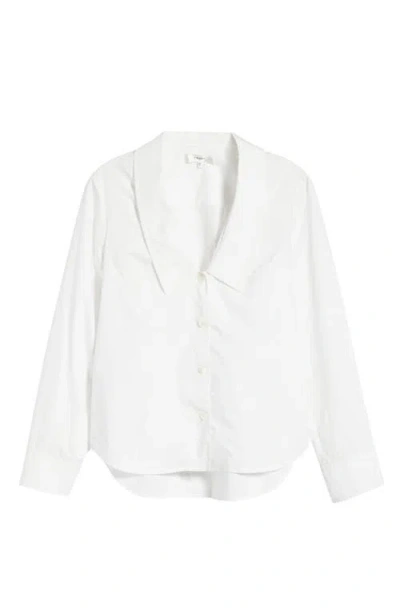 Frame The Low Collar Cotton Poplin Button-up Shirt In White