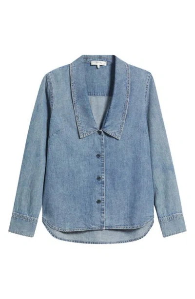 Frame The Low Collar Denim Button-up Shirt In Blue