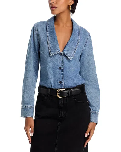 Frame The Low Collar Shirt In Blue