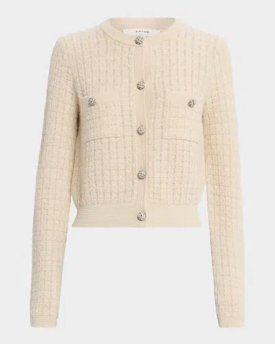 Frame The Lurex Check Cardigan In Neutral