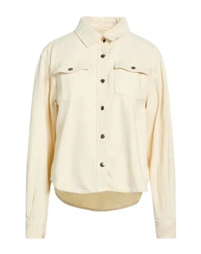 Frame The Mainstay Shirt Woman Denim Shirt Cream Size M Cotton, Lyocell In Neutral