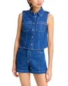 Frame Womens Two-patch-pockets Sleeveless Denim-blend Shirt Regulation In Regulation