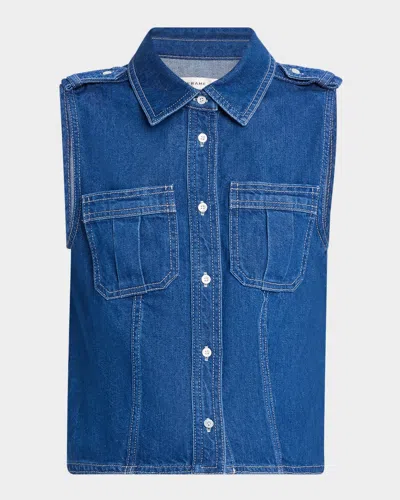 Frame The Major Sleeveless Denim Shirt In Regulation