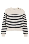 Frame The Mariner Stripe Button Accent Cotton Sweater In Multi