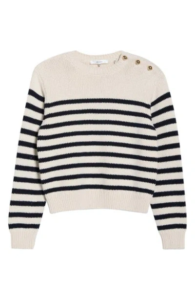 Frame The Mariner Stripe Button Accent Cotton Sweater In Multi