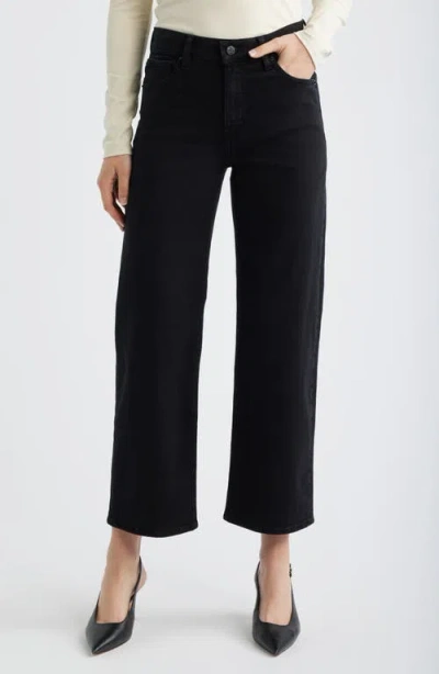 Frame The Mellow Ankle Straight Leg Jeans In Black