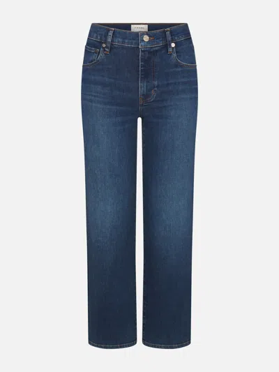 Frame Le Jane Faded High-rise Straight-leg Jeans In Dark Denim