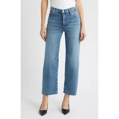 Frame The Mellow Mid Rise Straight Ankle Jeans In Clue Raw After In Blue
