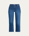 Frame Stretch Denim Straight Leg Five Pocket Jeans In Blue