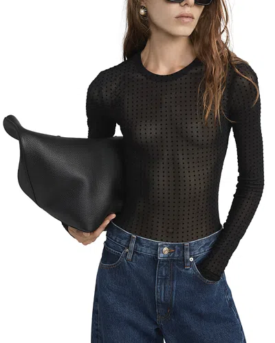 Frame The Mesh Polka Dot Top In Black