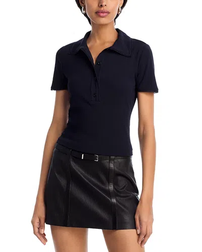 Frame The Mesh Trim Polo Tee In Black