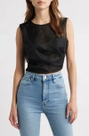 Frame The Mesh Twist Tank Top In Black